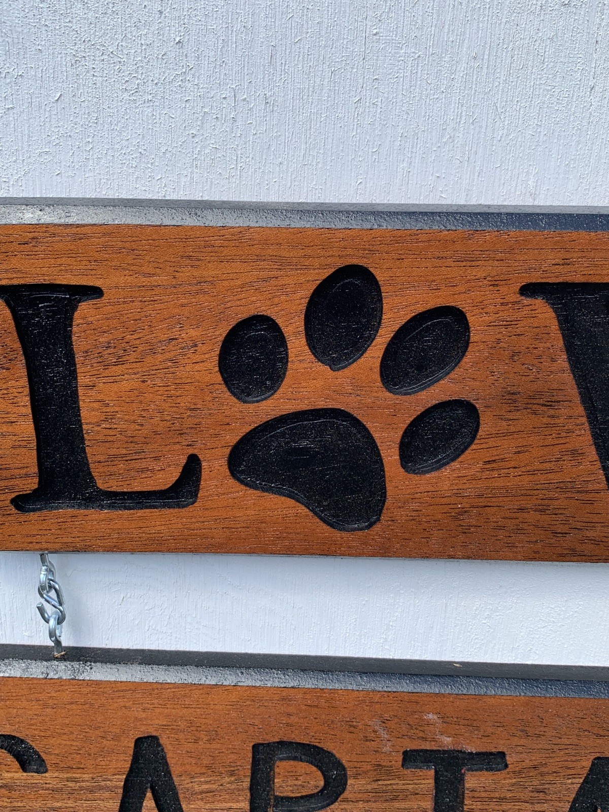 Personalized Dog Paw Love Sign, Exotic Mahogany Rustic Pet Decor, handmade