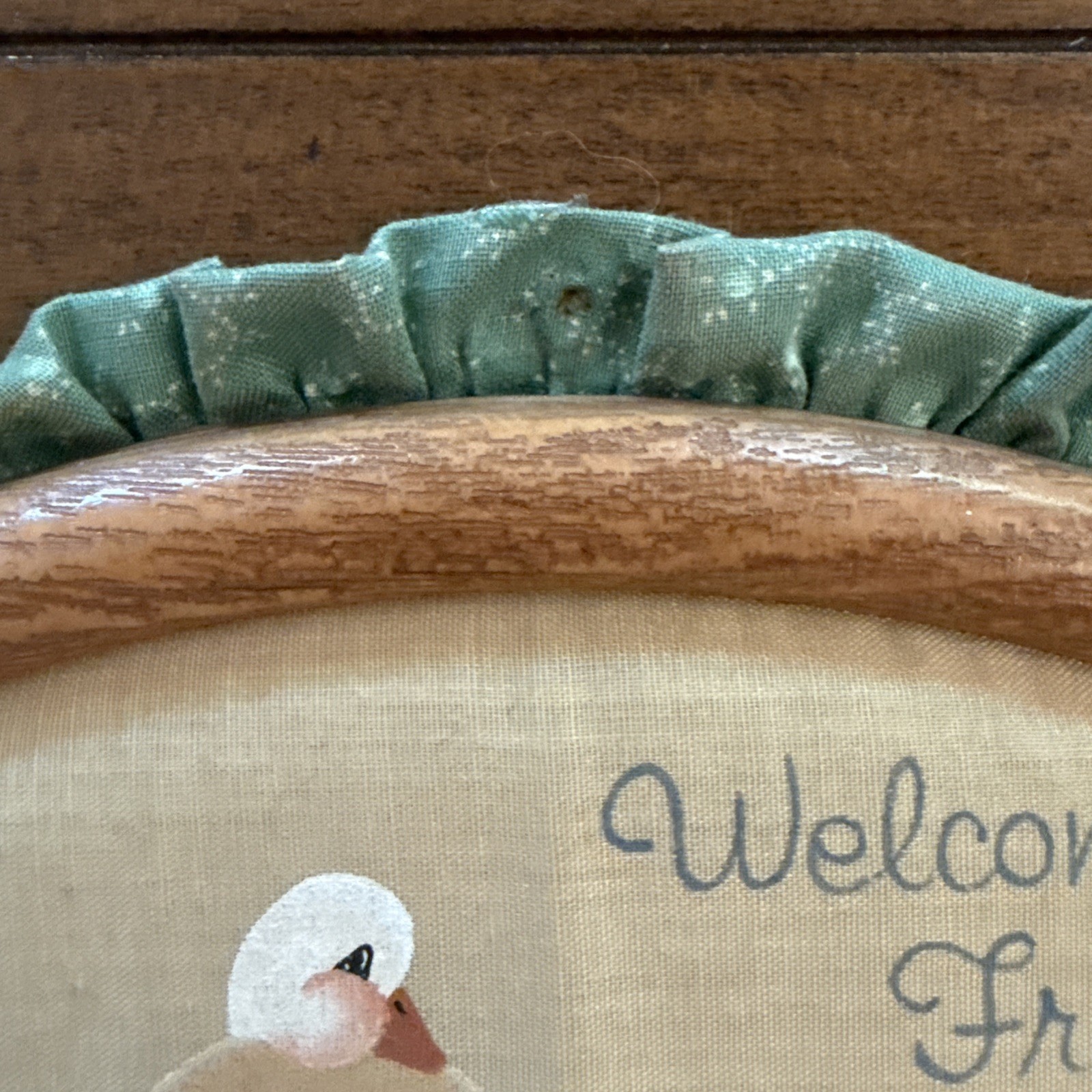 1980s Country Farmhouse Welcome Plaque White Goose, Duck