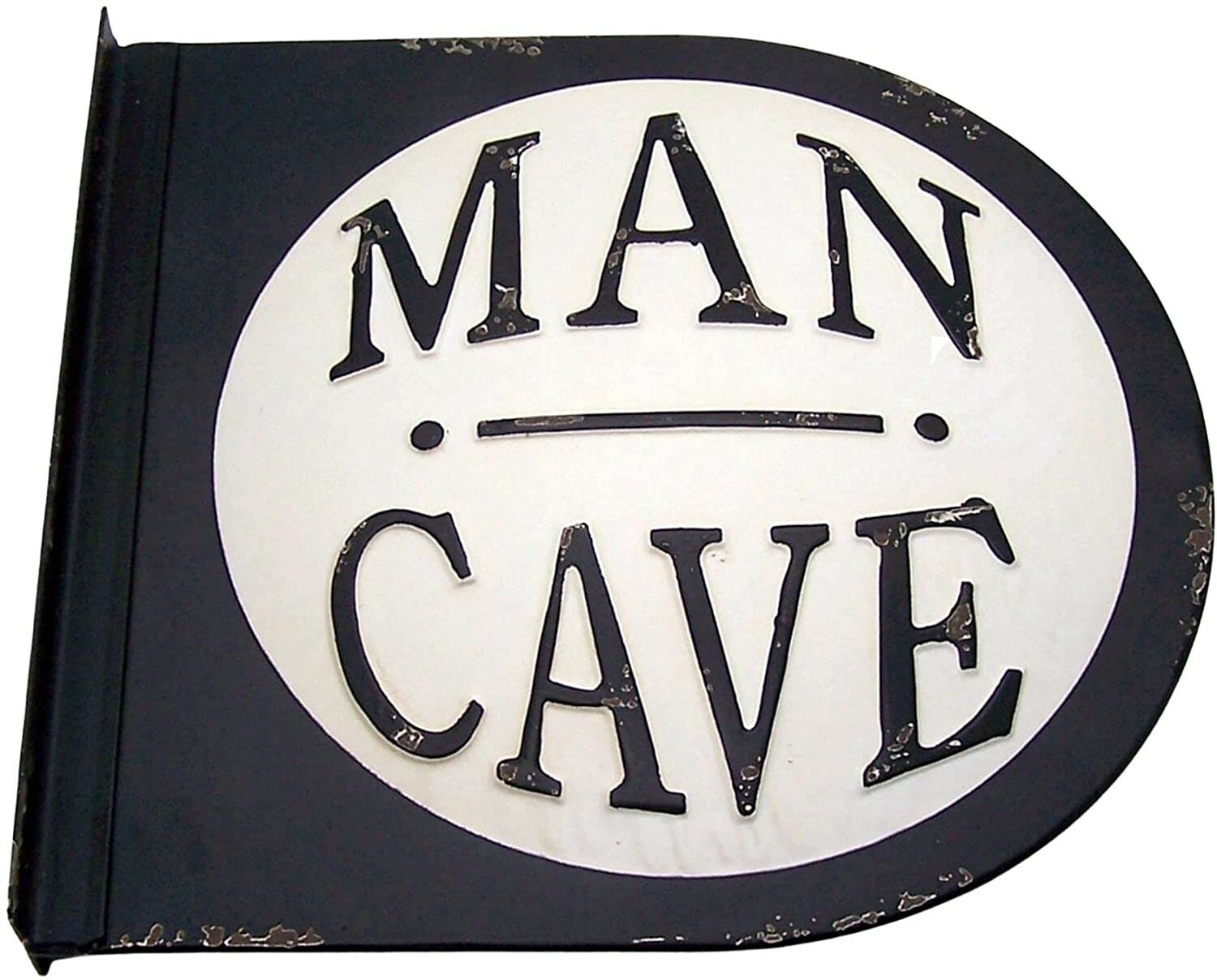Distressed Tin Man Cave Sign, Wall Mounted, Retro Style Bar Décor, 14.25 Inches