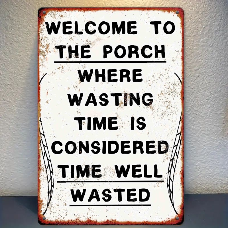 Vintage Iron Porch Sign, 8×12″ Metal Tin Wall Plaque – Rustic Home Decor