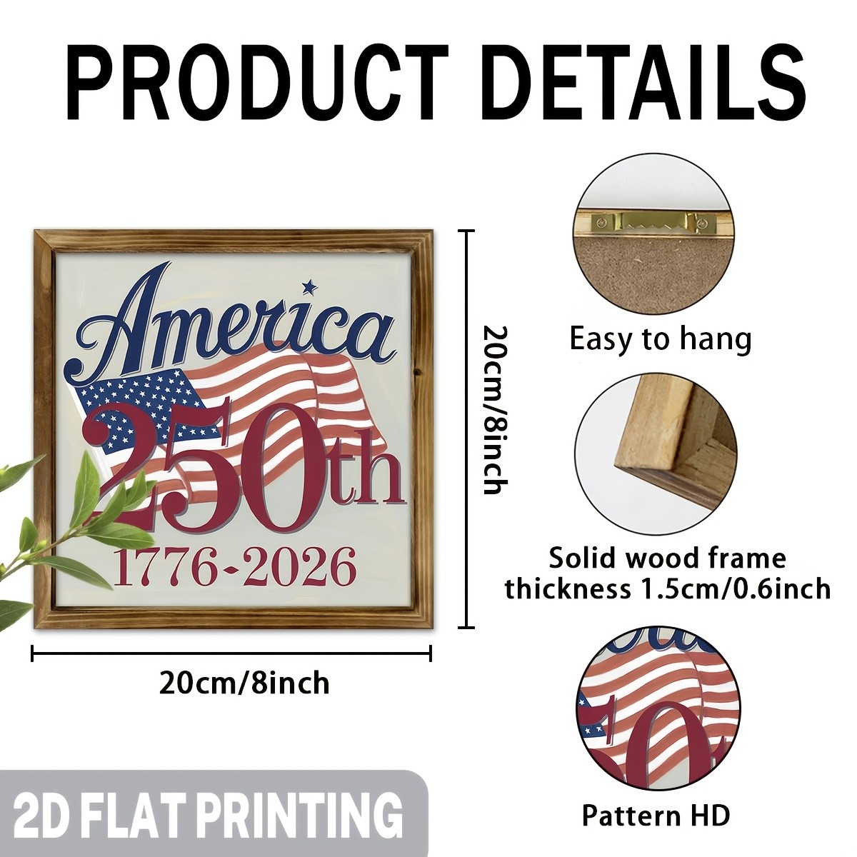 America 250th Anniversary 1776-2026 Flag Wall Art, Patriotic Home Decor