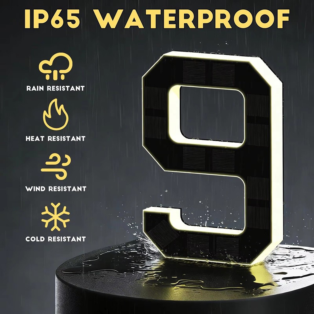 Solar LED House Number Sign Outdoor Waterproof Lighted Address Number 4.7inch