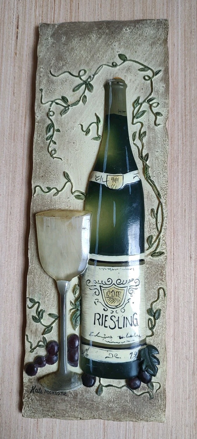 Kate McRistie Wall Art Plaque 3D Vintage and Vine Decor Dining Bottle 2005 Y2K