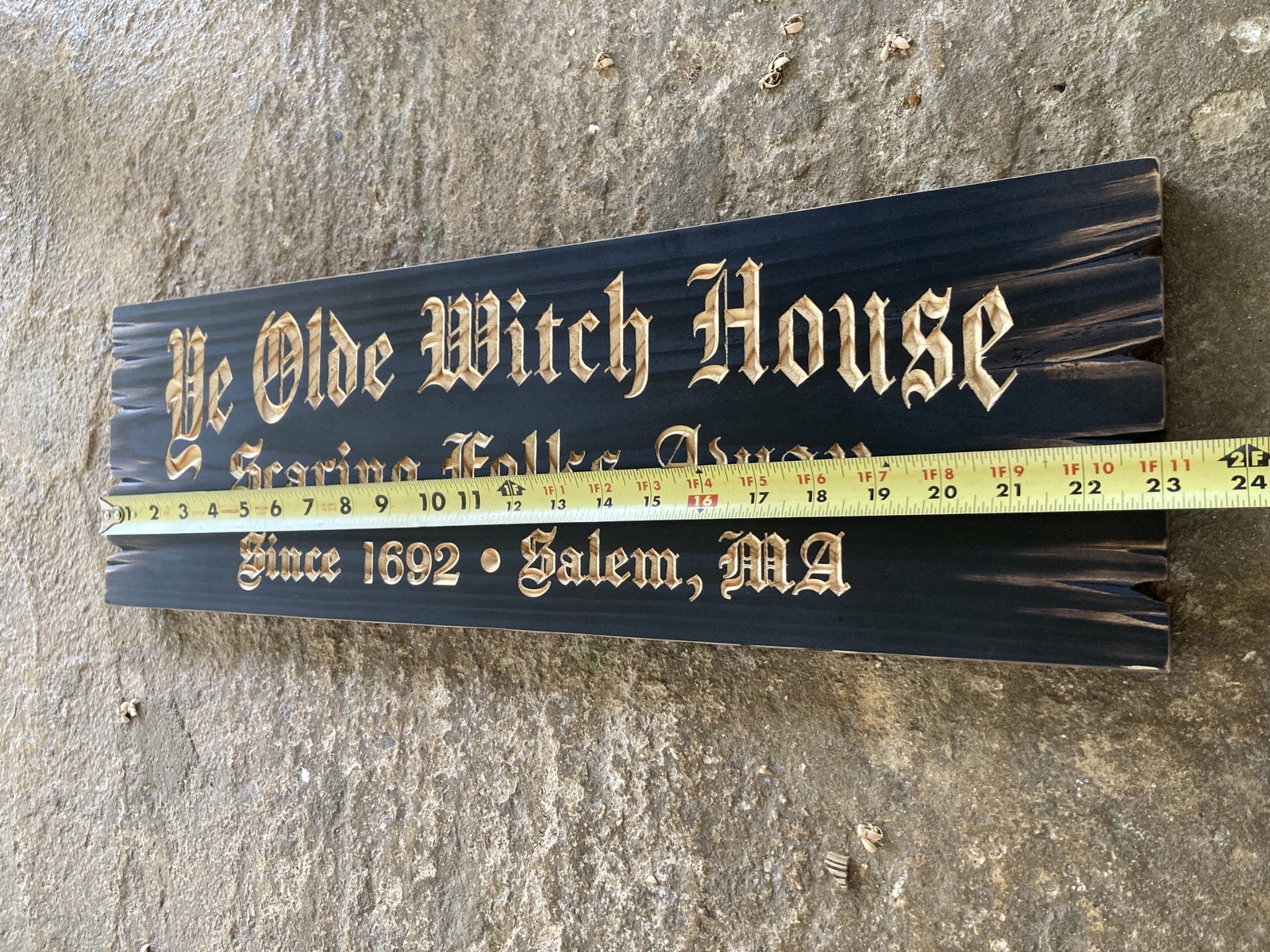 Halloween Salem Witch House Wooden Sign Carved Rustic Antique Look
