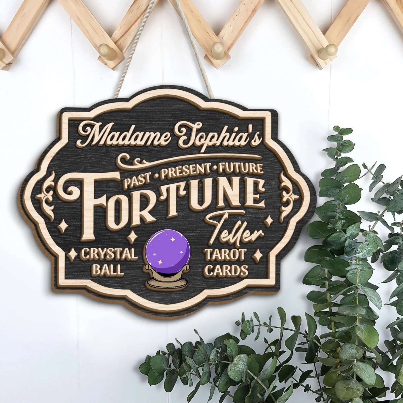 Personalized Fortune Teller Wooden Sign Tarot Psychic Crystal Ball Door Hangers