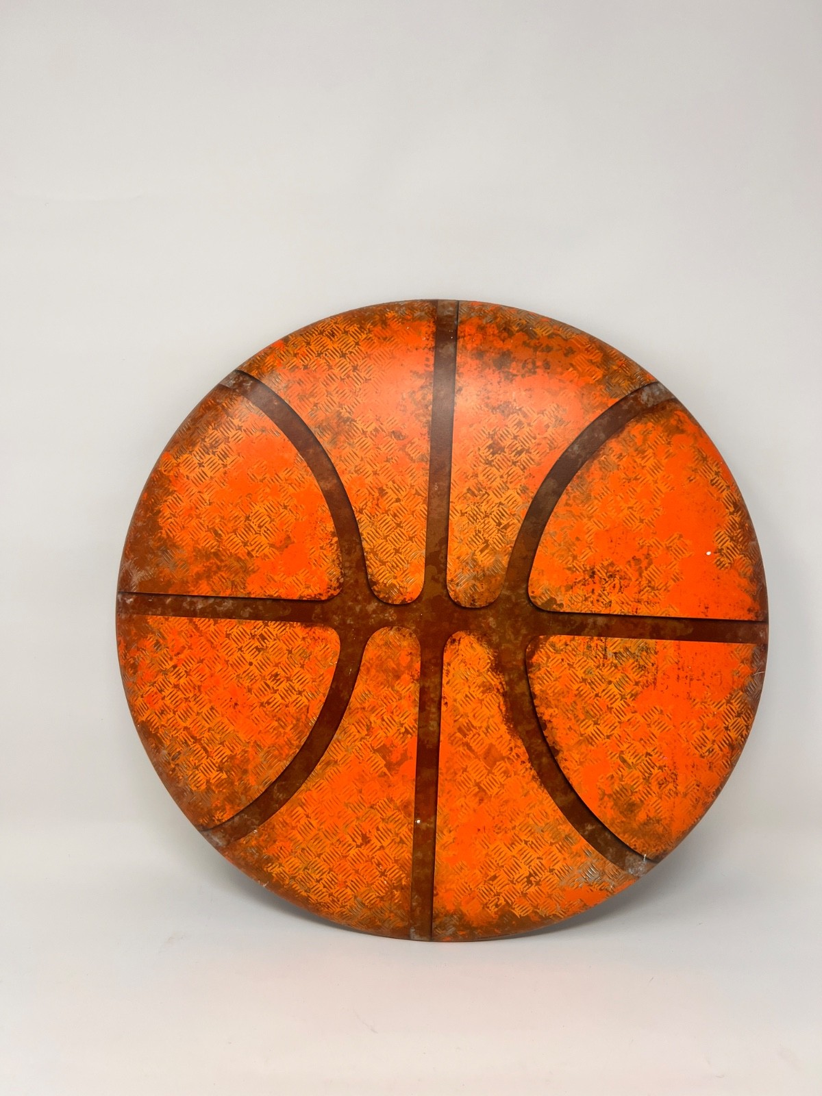 Open Road Basketball Metal Wall Decor 14″ Orange Rustic Sports Hobby Lobby