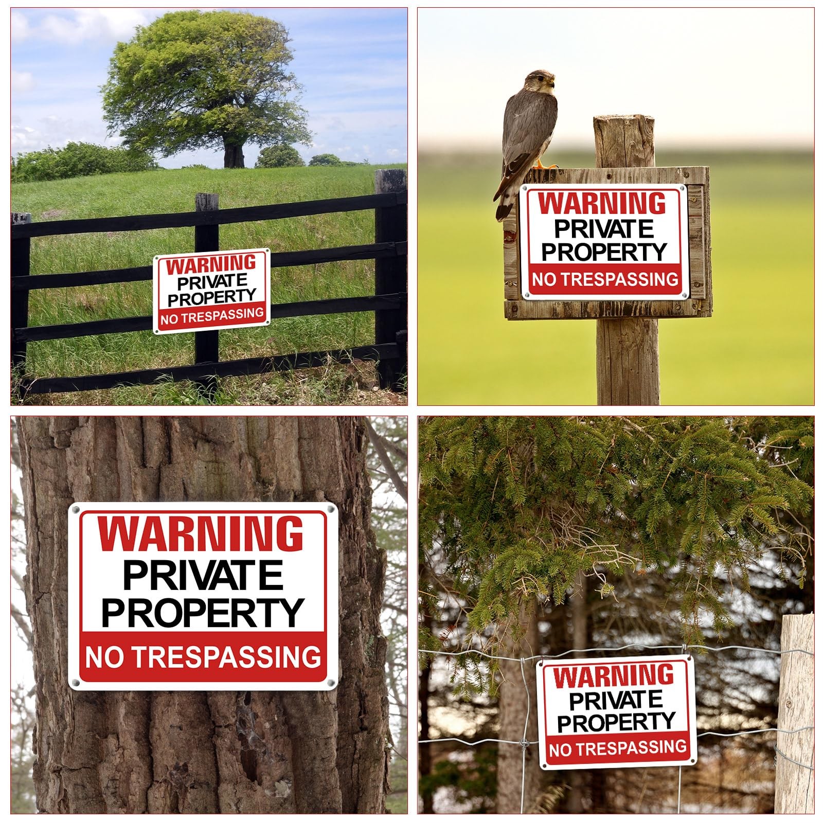 8 Pcs No Trespassing Signs Private Property 7 x 10 Inch Weatherproof Metal Al…
