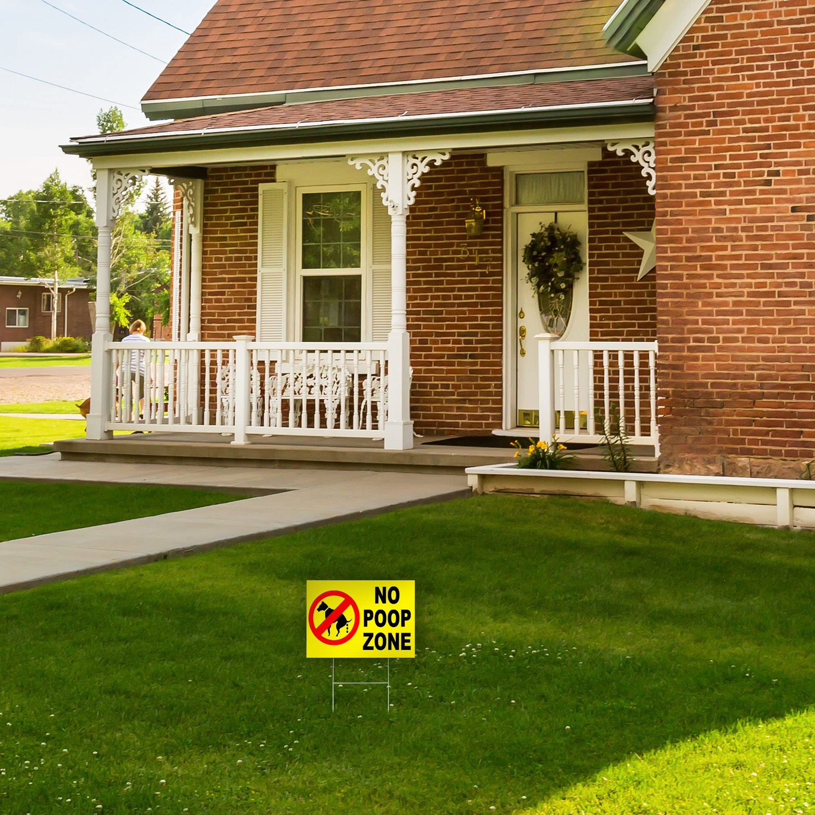 No Pooping Dog Signs for Yard, 8×12 Double Sided Coroplast, Stake