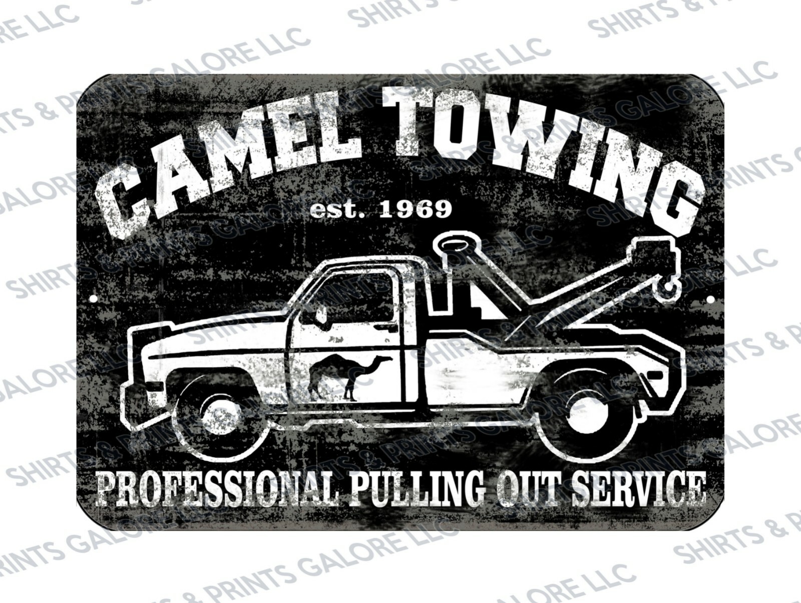 Camel Towing Pulling Out Professional Service Metal Sign 9×12- Funny Adult Humor