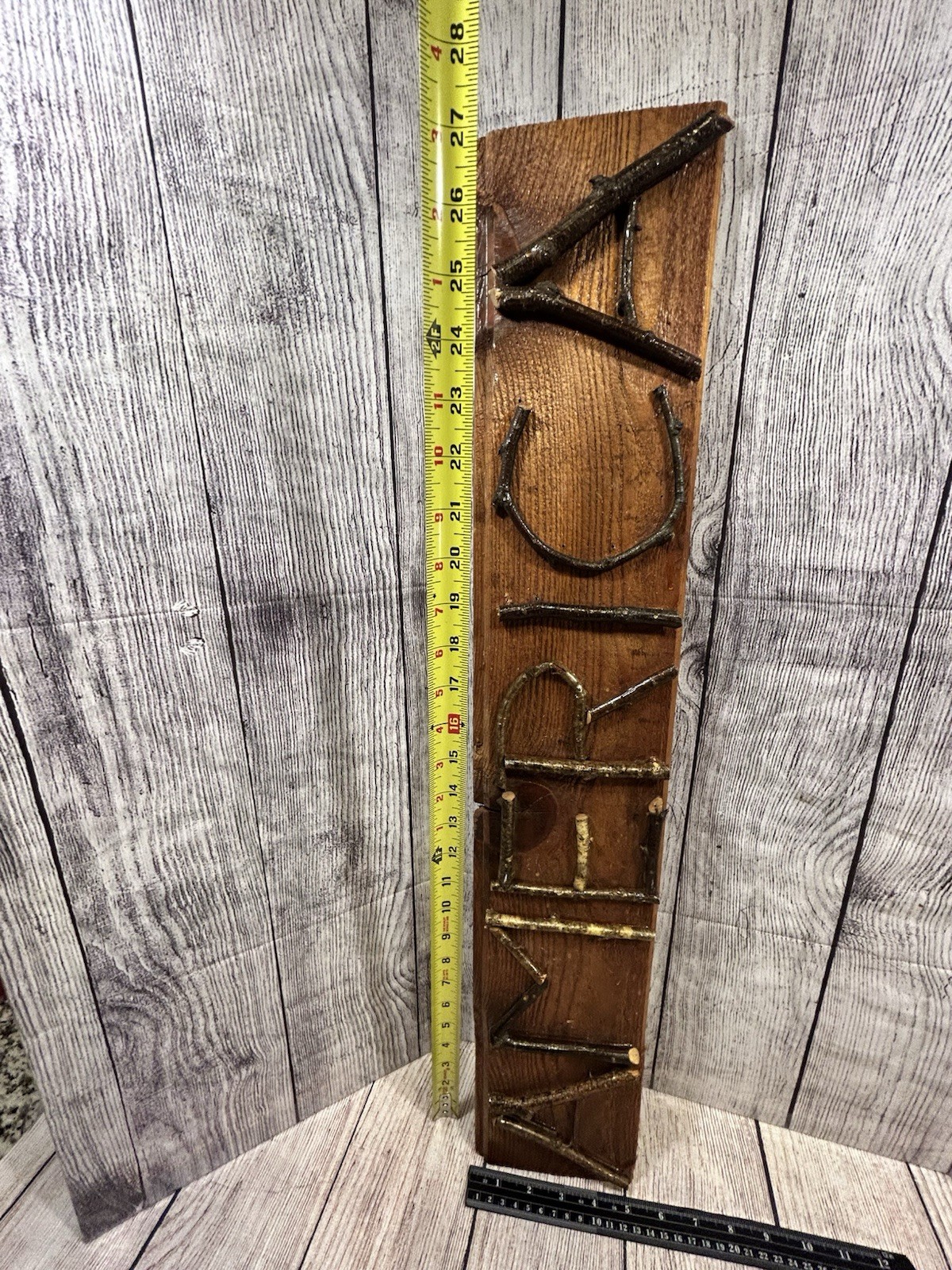 Rustic AMERICA Twig Letter Folk Art Reclaimed Wood Cabin Wall Sign Handmade