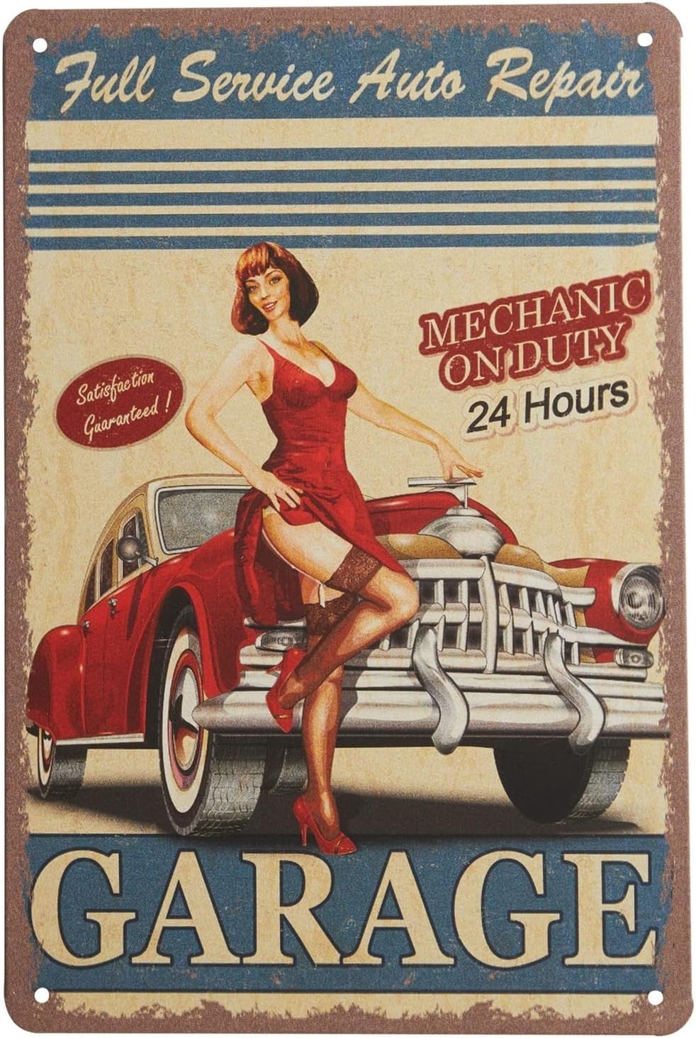 Vintage Metal Signs 6 Pack Iron Wall Decor Garage Car Wall Art Indoor Outdoor
