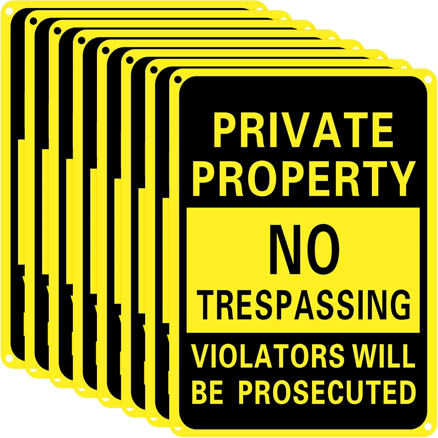 No Trespassing Signs 8 Pack Reflective Aluminum Private Property Fence Sign 7×10