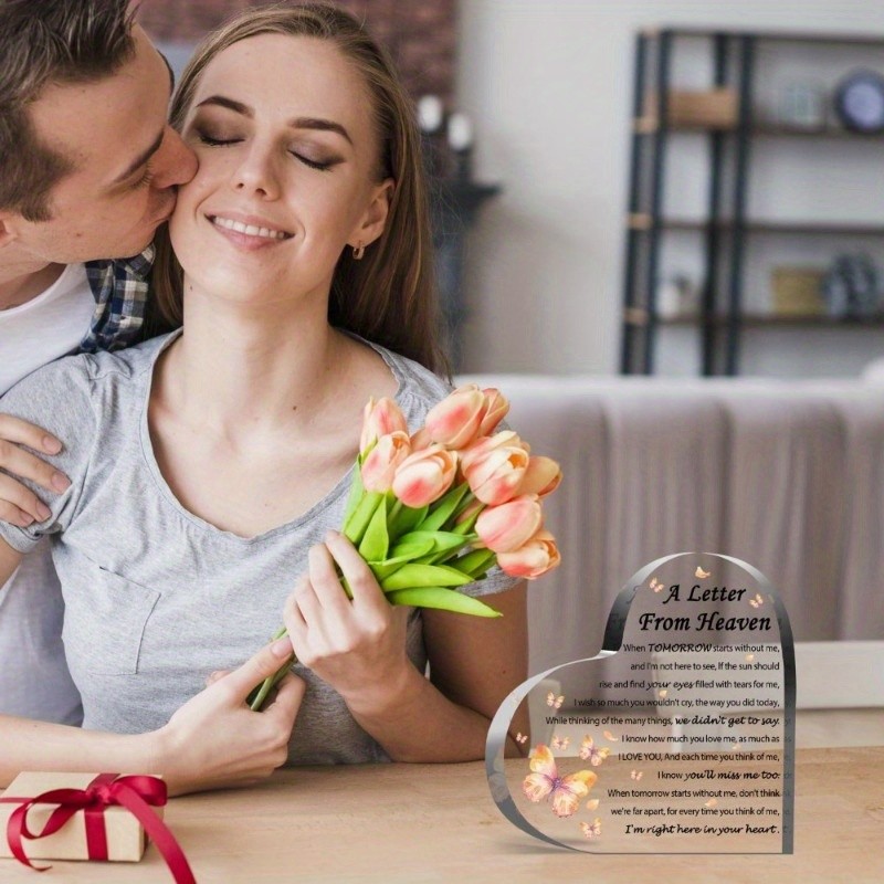 “A Letter From Heaven” Butterfly Acrylic Heart Memorial Plaque Sympathy Gift