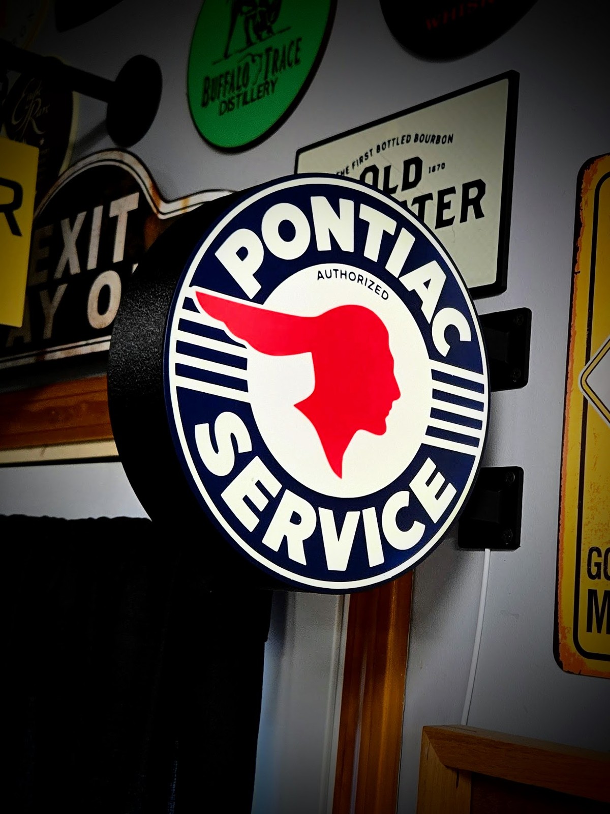 PONTIAC SERVICE 12 Inch Light Box LED Sign 3D Printed Wall Decor Man Cave Garage