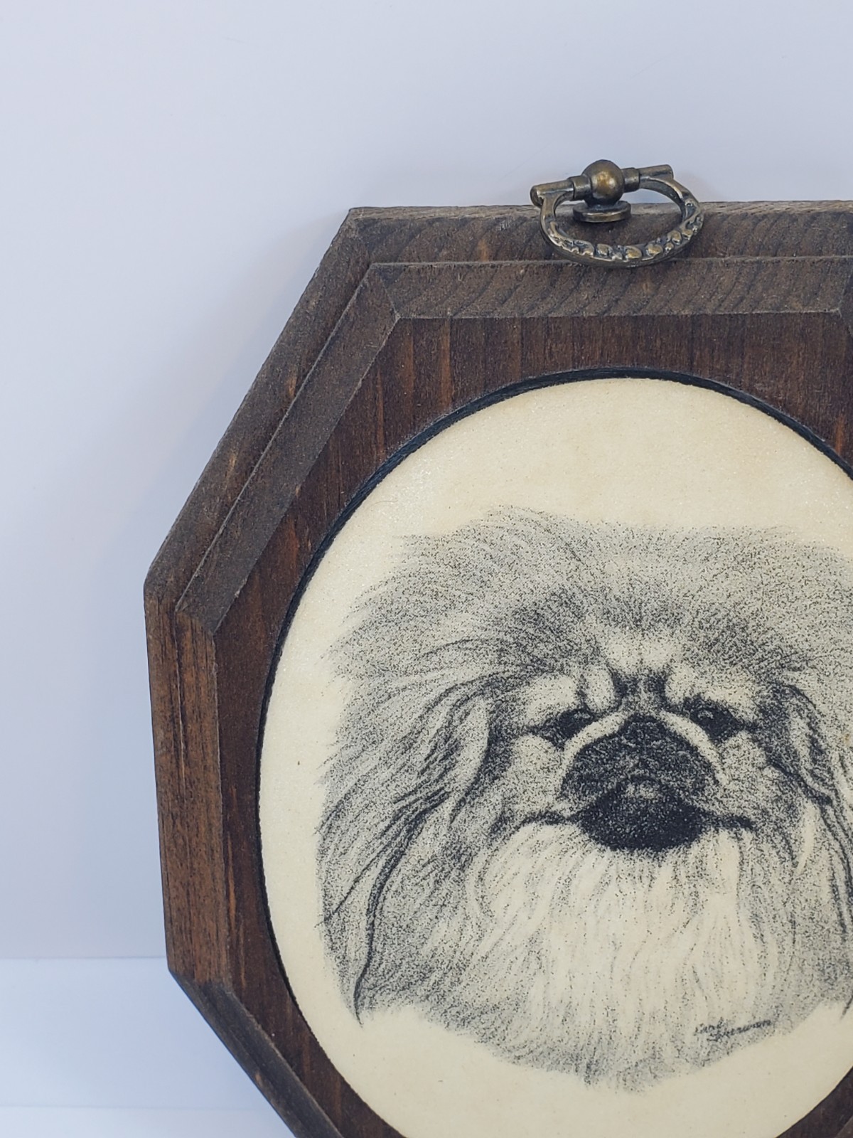 Earl Sherwan Signed Dog Beaded Glass Wall Plaque Art Handmade Hanging Vintage