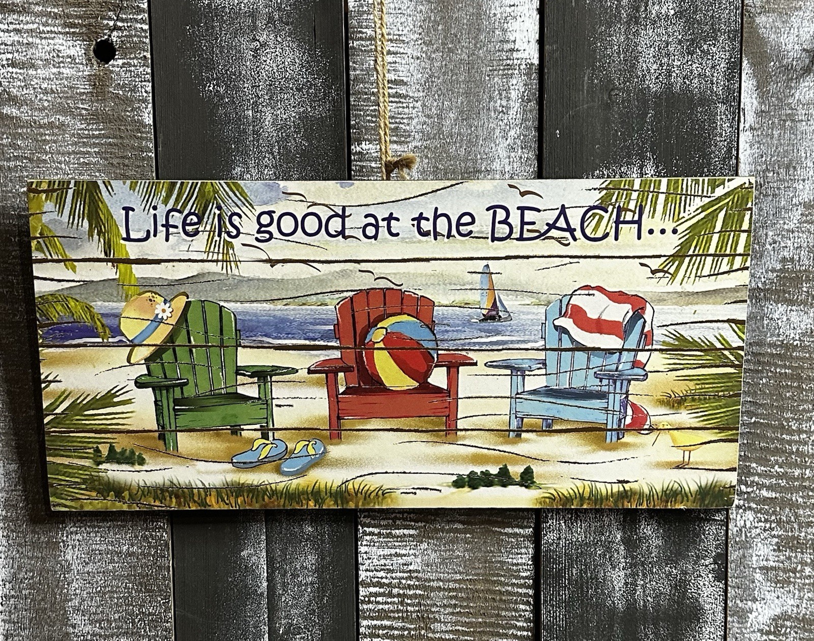 “LIFE IS GOOD AT THE BEACH” Wooden Wall Art- Chesapeake Bay LTD