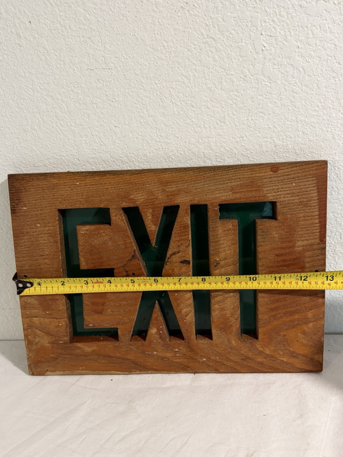 Homemade EXIT Sign Wood Green Plexi Glass 13”x9” Decor Man Cave