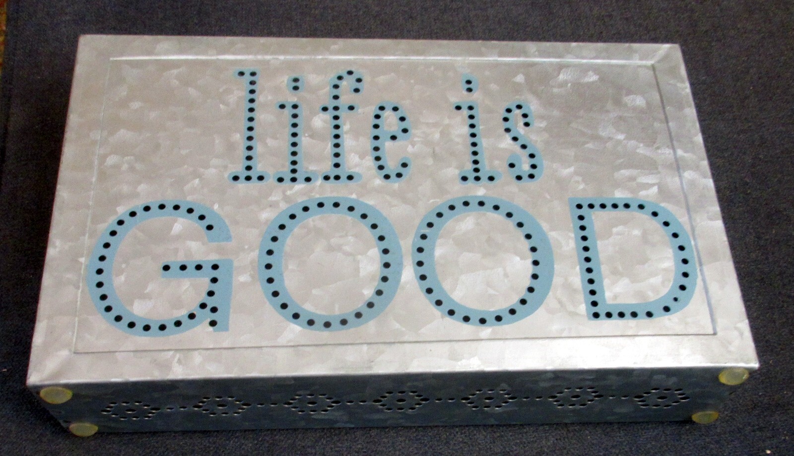 “LIFE IS GOOD” Metal Wall Art with Opening Compartment