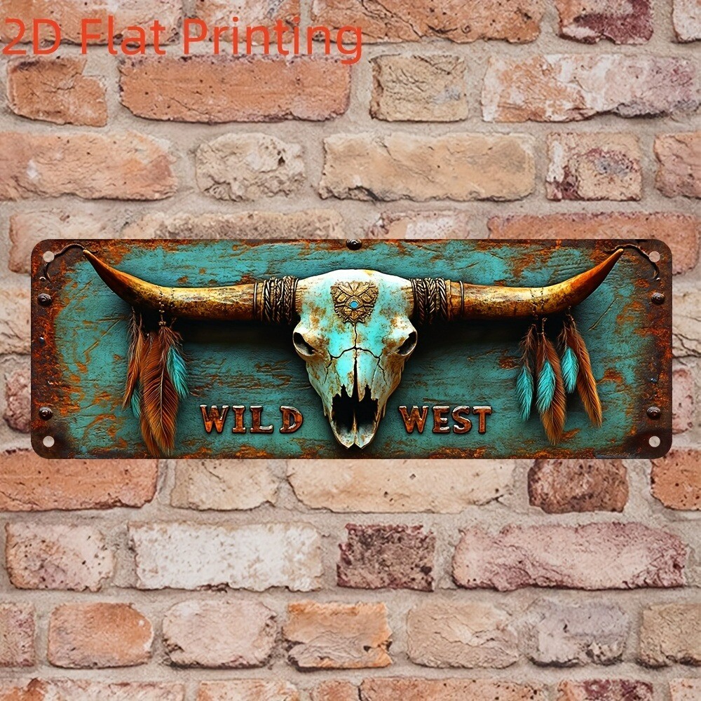 Wild West Tin Sign Vintage Western Saloon Decor Retro Metal Signs Bar Wall Art