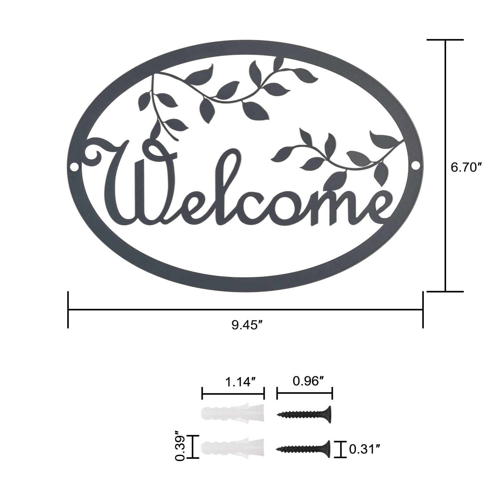 Metal Welcome Sign for Front Door – Black Wall Decor – Indoor Outdoor Home View