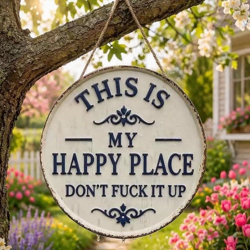 This Is My Happy Place Don’t F It Up Metal Sign Vintage for Home Garden Man Cave