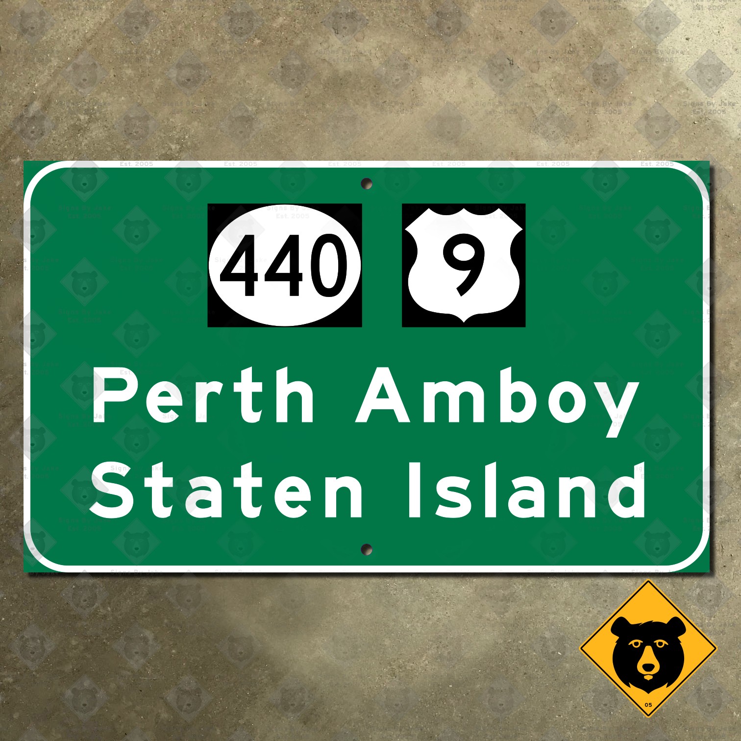 New Jersey Perth Amboy, Staten Island guide sign route 440 US 9 highway 15×9
