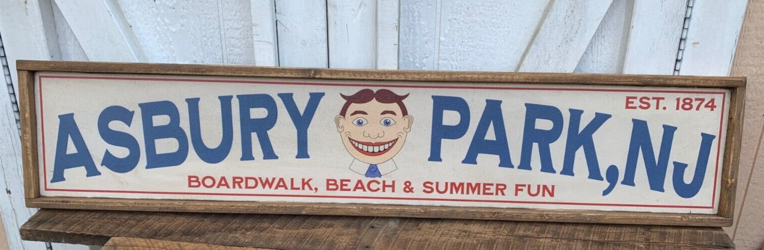 Rustic Style Asbury Park Wooden Sign Home Decor Framed – 6”x24”