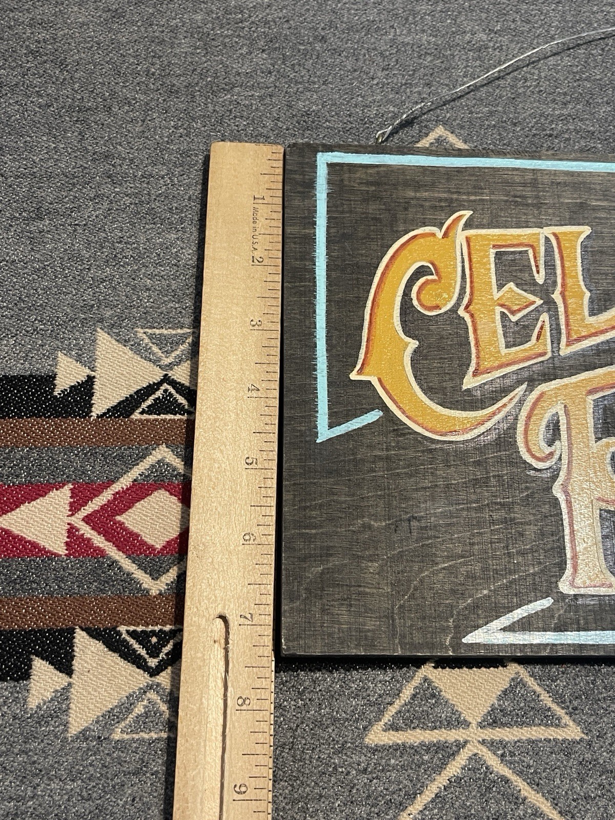 Vintage Hand Painted Wood “Cell Phone Booth Is Outside” Sign 7×22