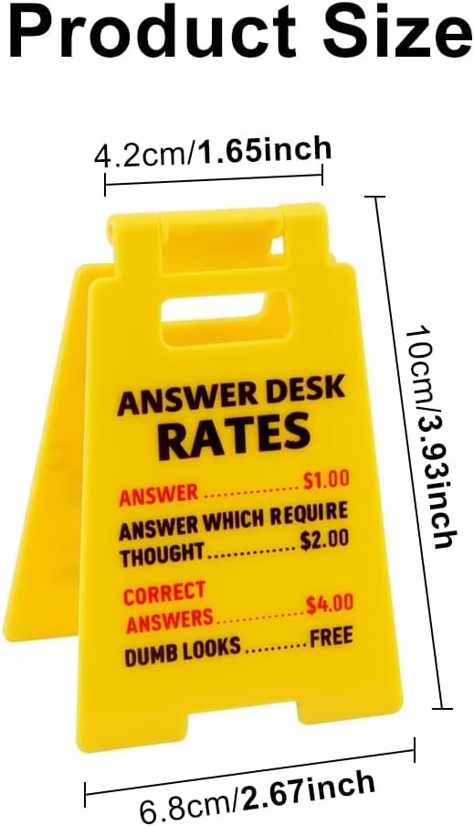 Funny Answer Desk Rates Sign,Team Office Gag Gifts Office Desk Sign CubicleDecor