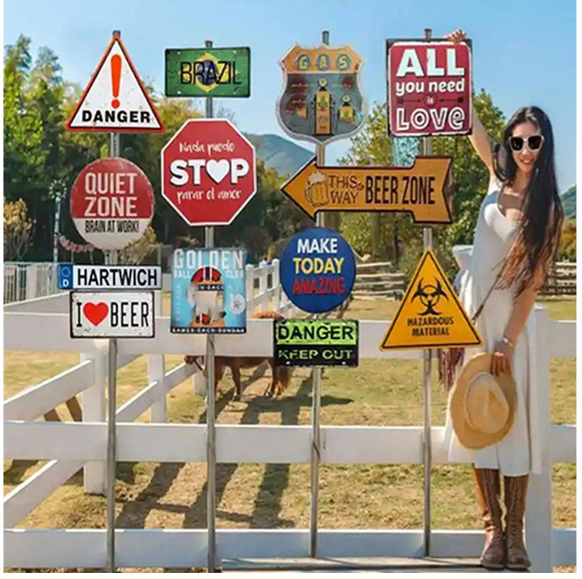 Vintage Poolside Hangout Metal Wall Sign Retro Pool House Bar Decor 8×12