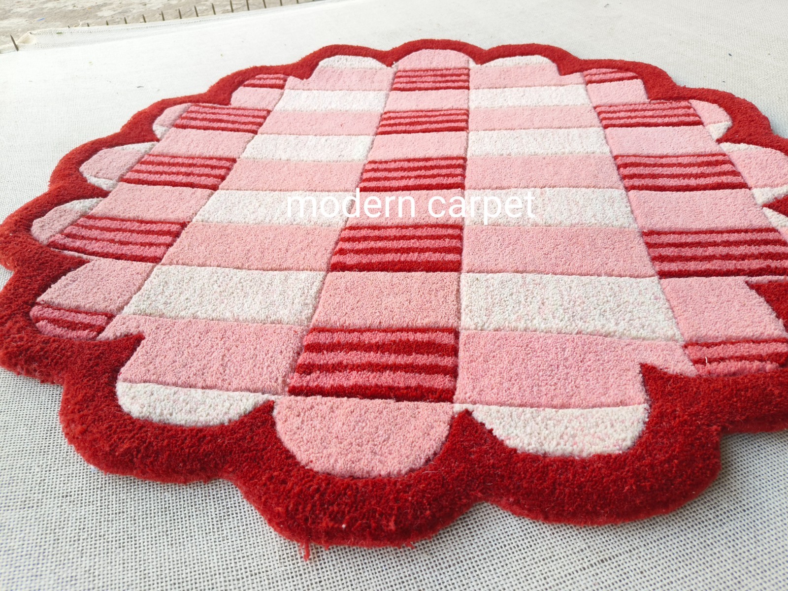 Anthropologie Matilda Goad & Co Light Red Handmade Tufted Woolen Area Rug 8x10ft