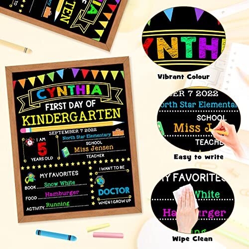 First & Last Day of School Chalkboard with Frame, 14 x 11 Inch First Day of