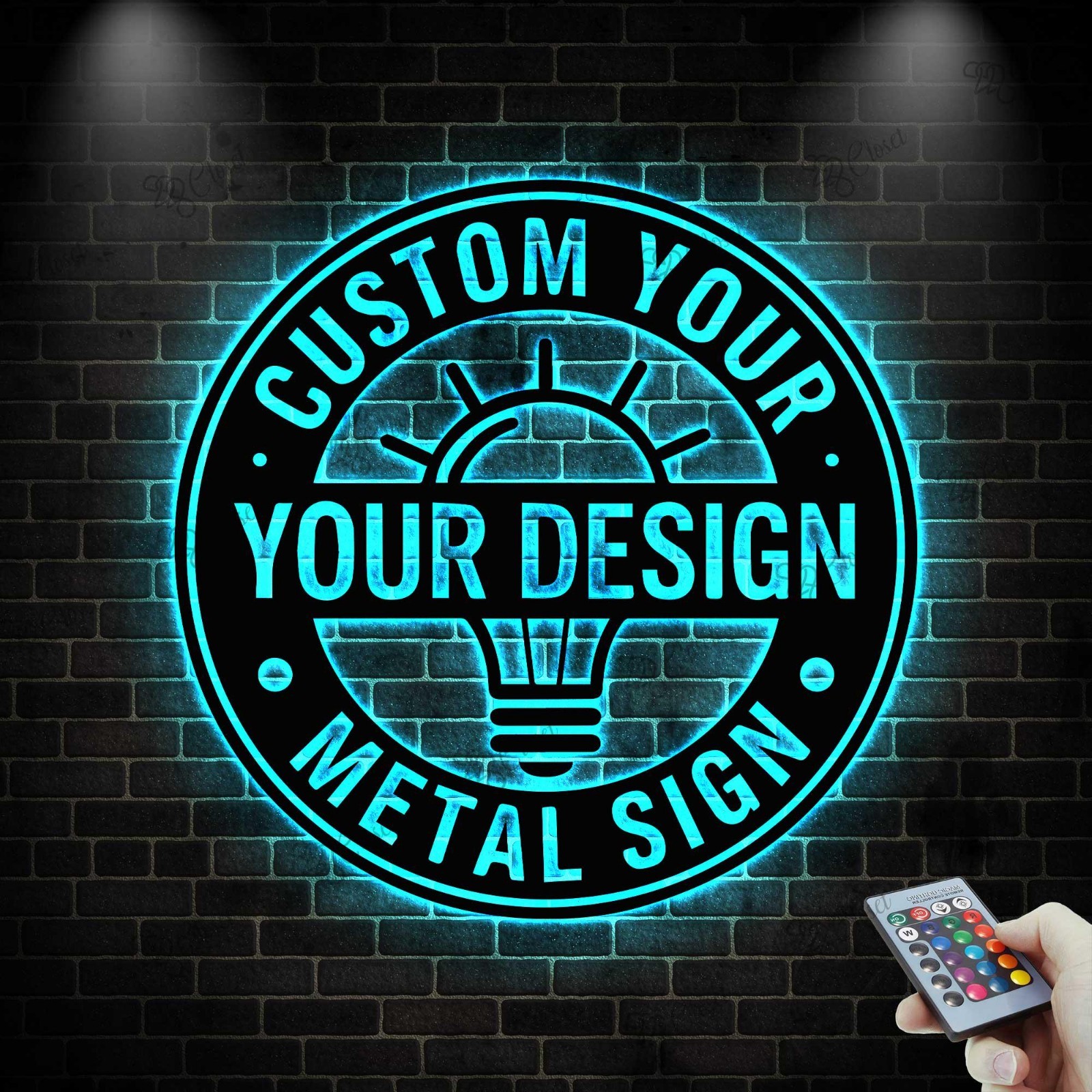 Personalized LED Metal Sign Custom Logo Wall Art Business Name Light Decor