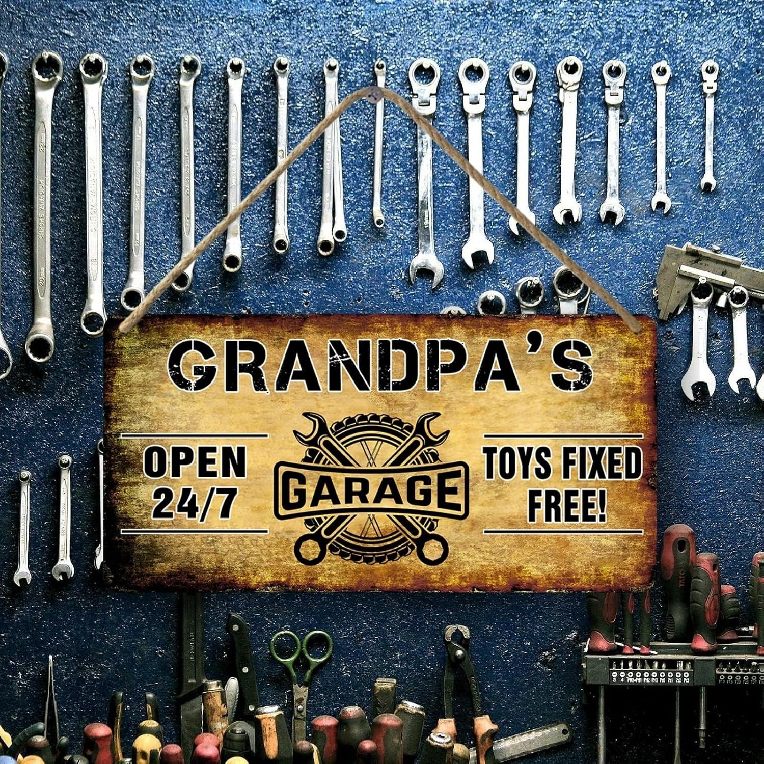 Garage Wooden Sign – Papa’s Fix It Shop Vintage Mechanic Sign – Toys Fixed