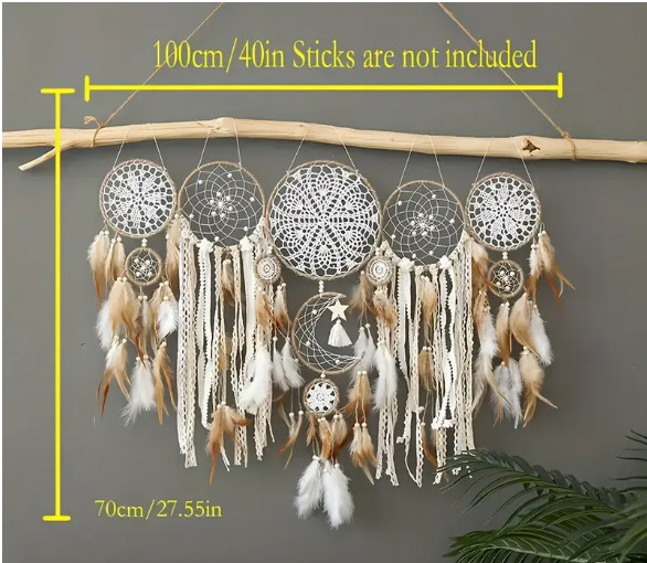 DREAMCATCHER-5 Pack Large Size Dreamcatchers, Moon and Stars Handmade