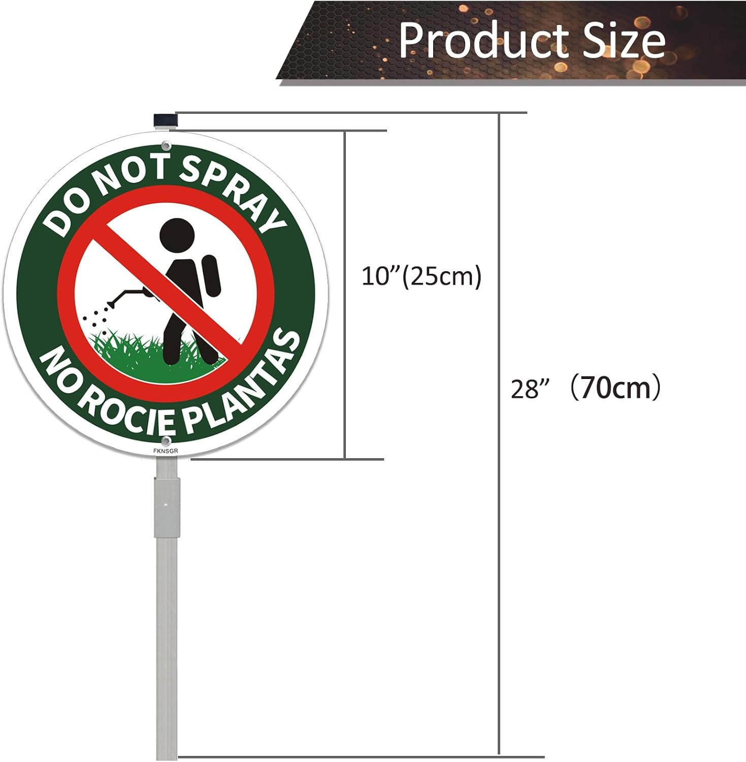 2 Pack Do Not Spray Sign with 2.3 Foot Stake, Aluminum，Bilingual Plant Sign in E
