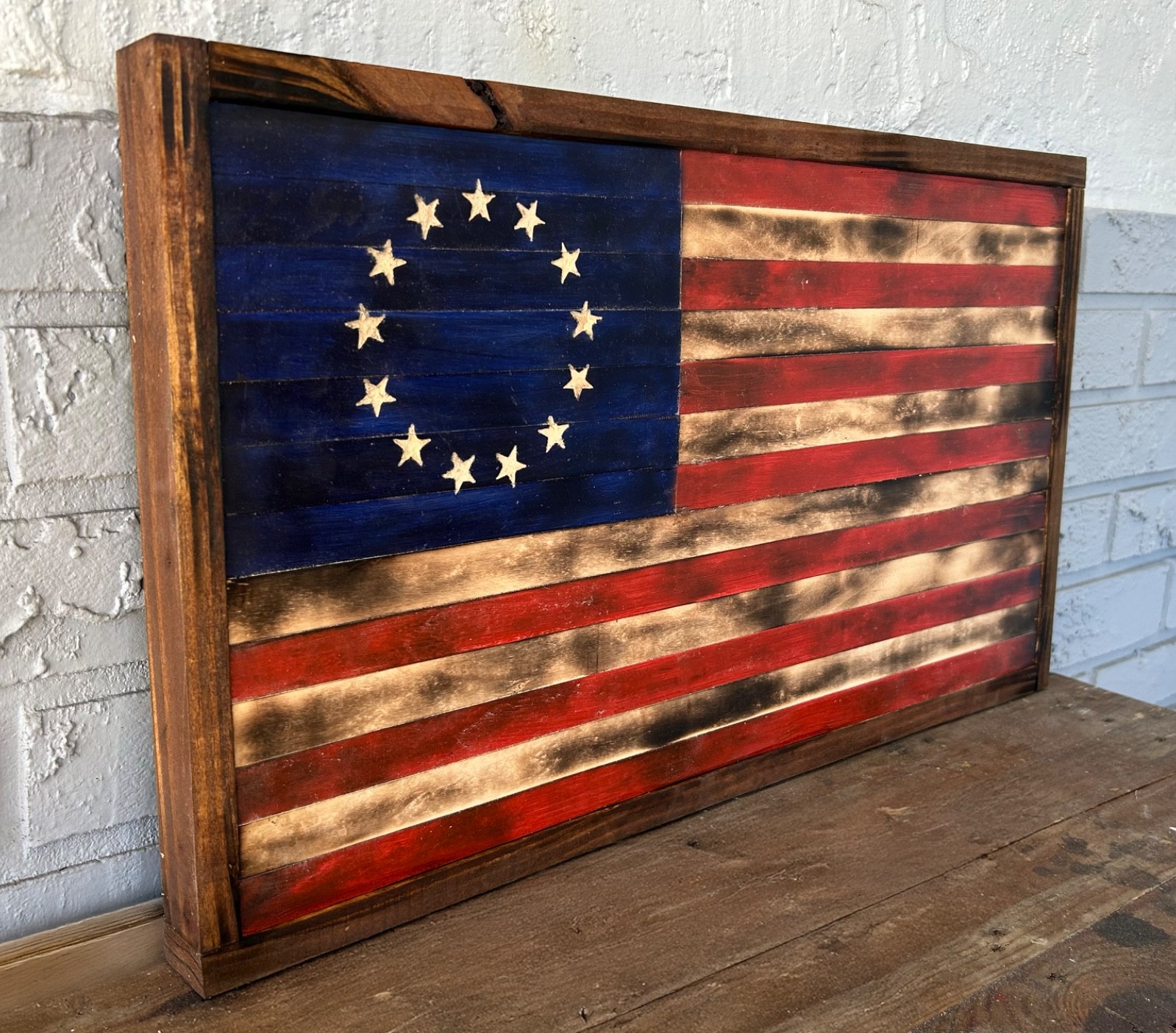 Rustic Wood Betsy Ross American Flag- Office- 14.5 x 25.5