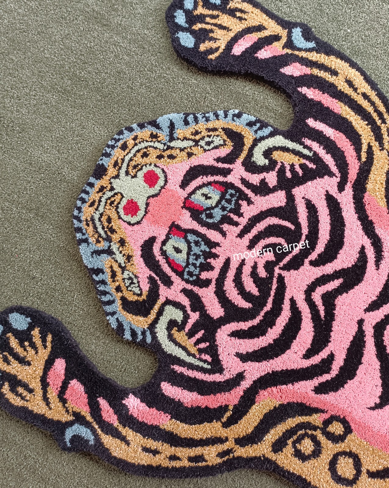 Tibetan Tiger Rugs 2×3 Feet Handmade 100% Woolen Hand Tufted For Home Decoration