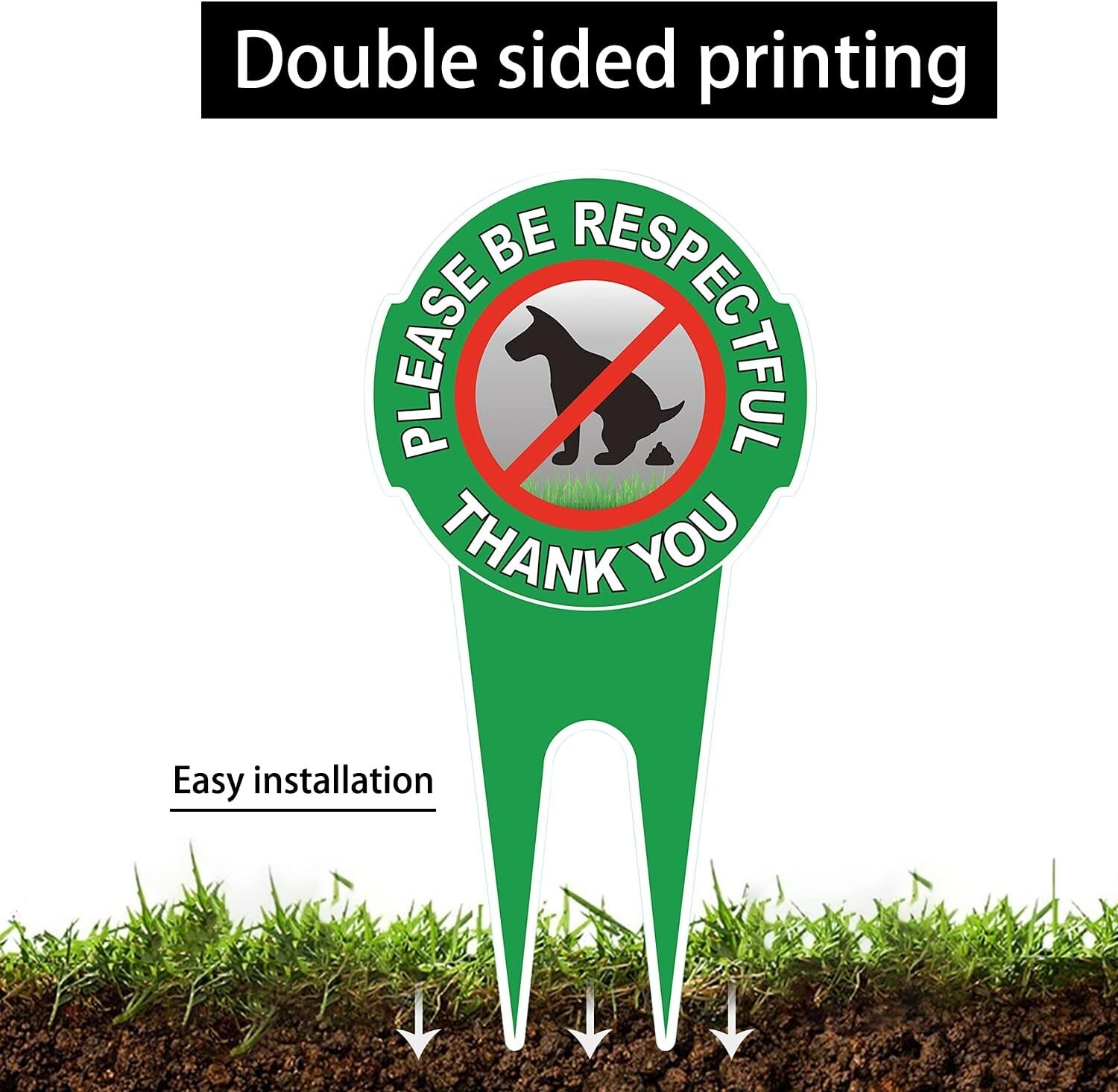 Easy Install Double-Sided Dog Sign – 2 Pack, 12″ x 6″ – Lawn Care Essential