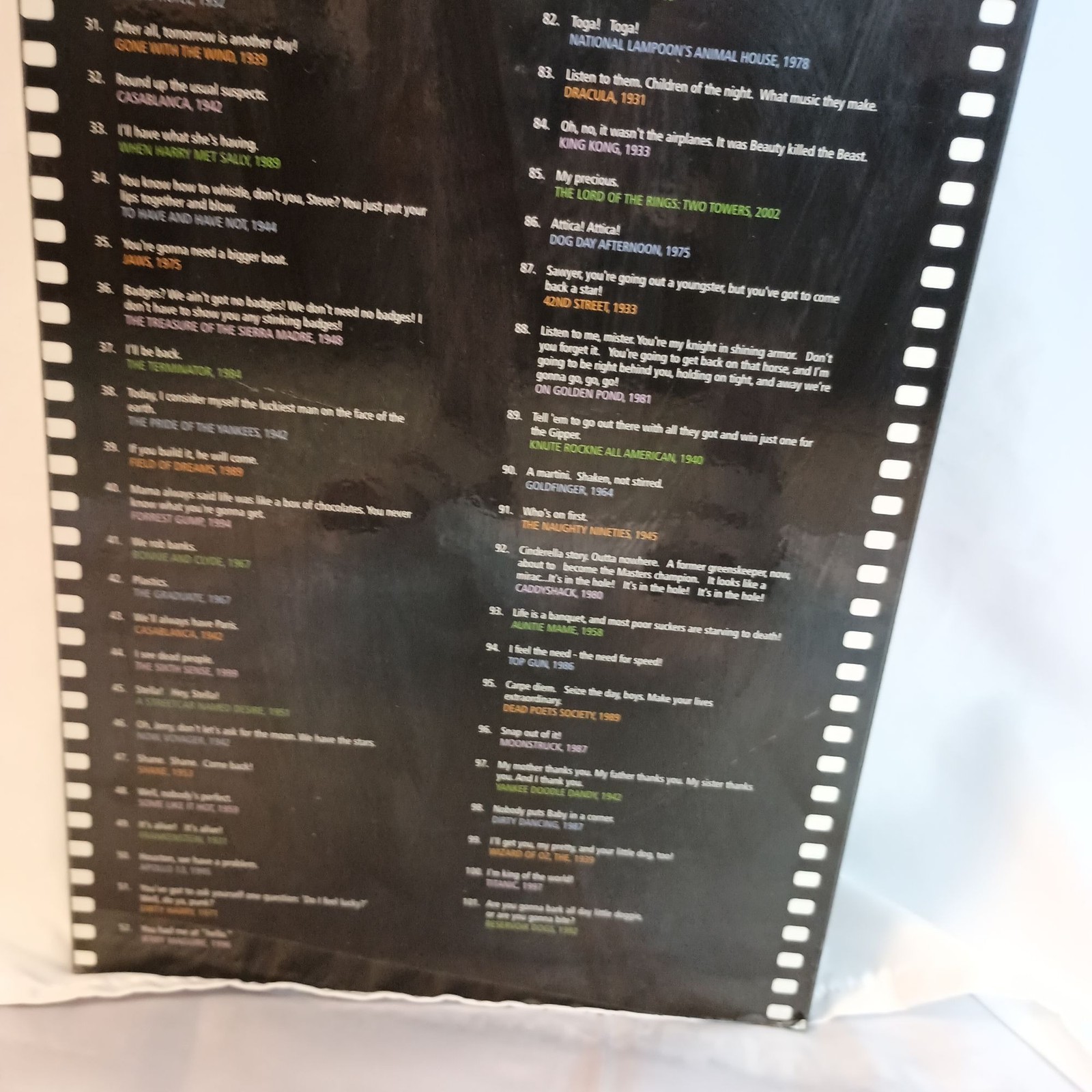 Movie Quotes Wall Plaque Hollywood Film Decor AFI Top 100 Quotes Sign