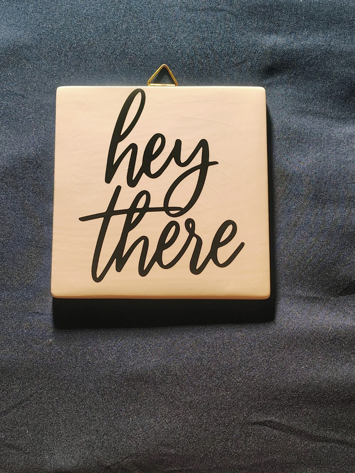 Square Decorative Wall Sign ‘Hey There’ White Black 6×6 in Hanging Plaque