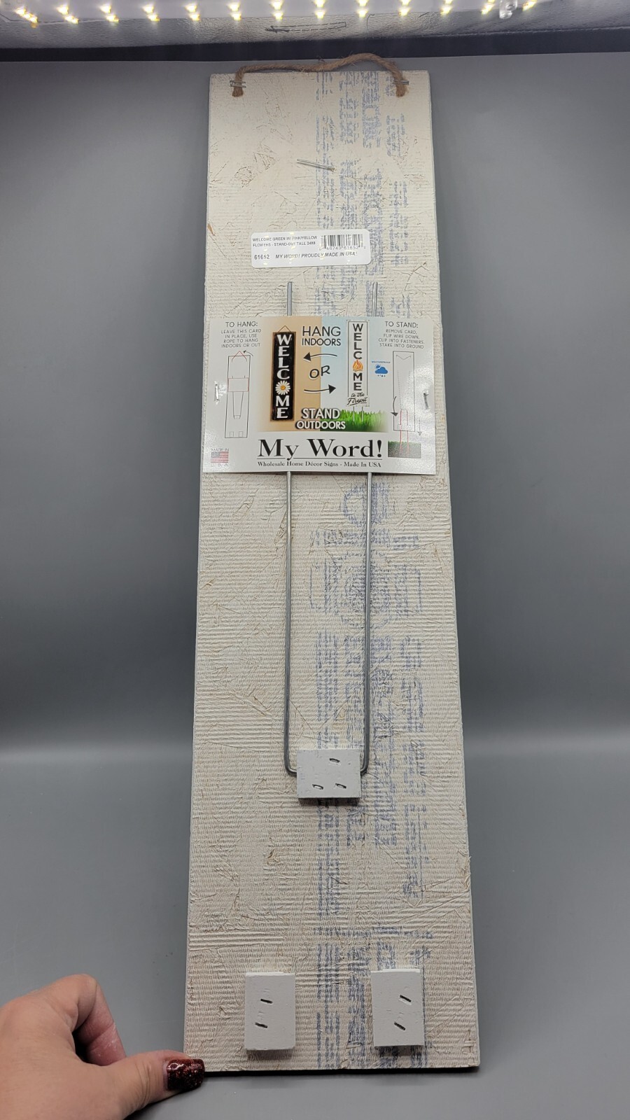 Myword! Stand Out Tall Hanging Standing Sign “Welcome- Green” 24″x6″