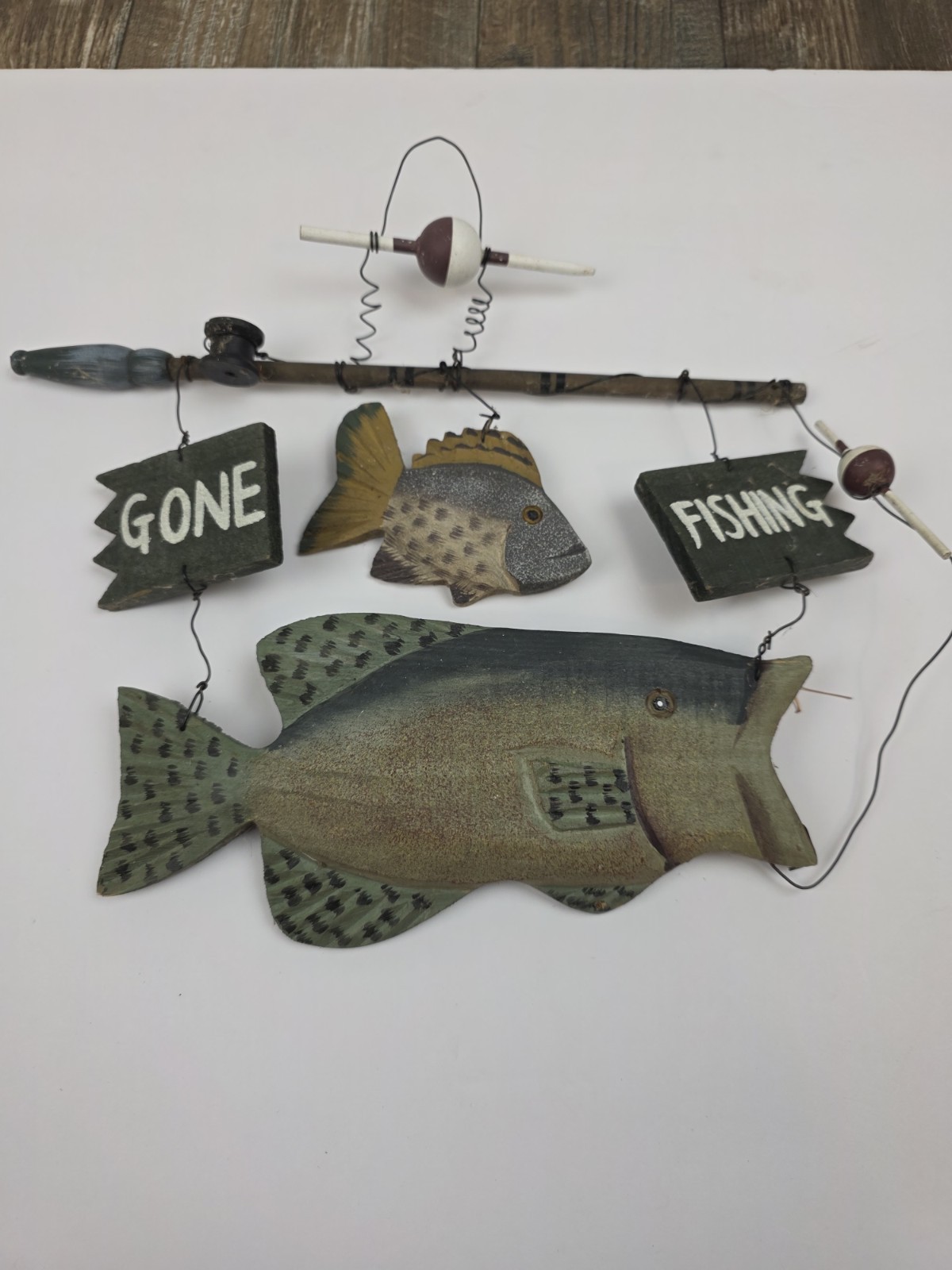 Handmade Wooden Sign Bear Fish Bobber Gone Fishing . Cabin Decor Man Cave.