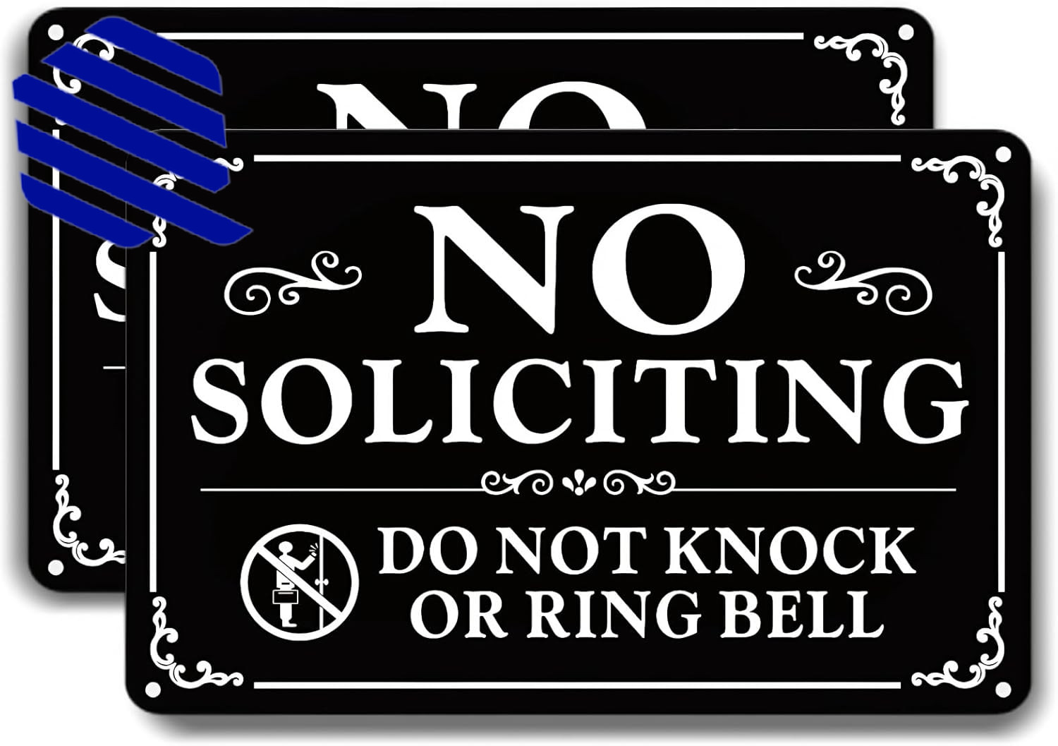 No Soliciting Sign for Front Door 9 X 6 Inches Self Adhesive No Solicitin 2 Pack