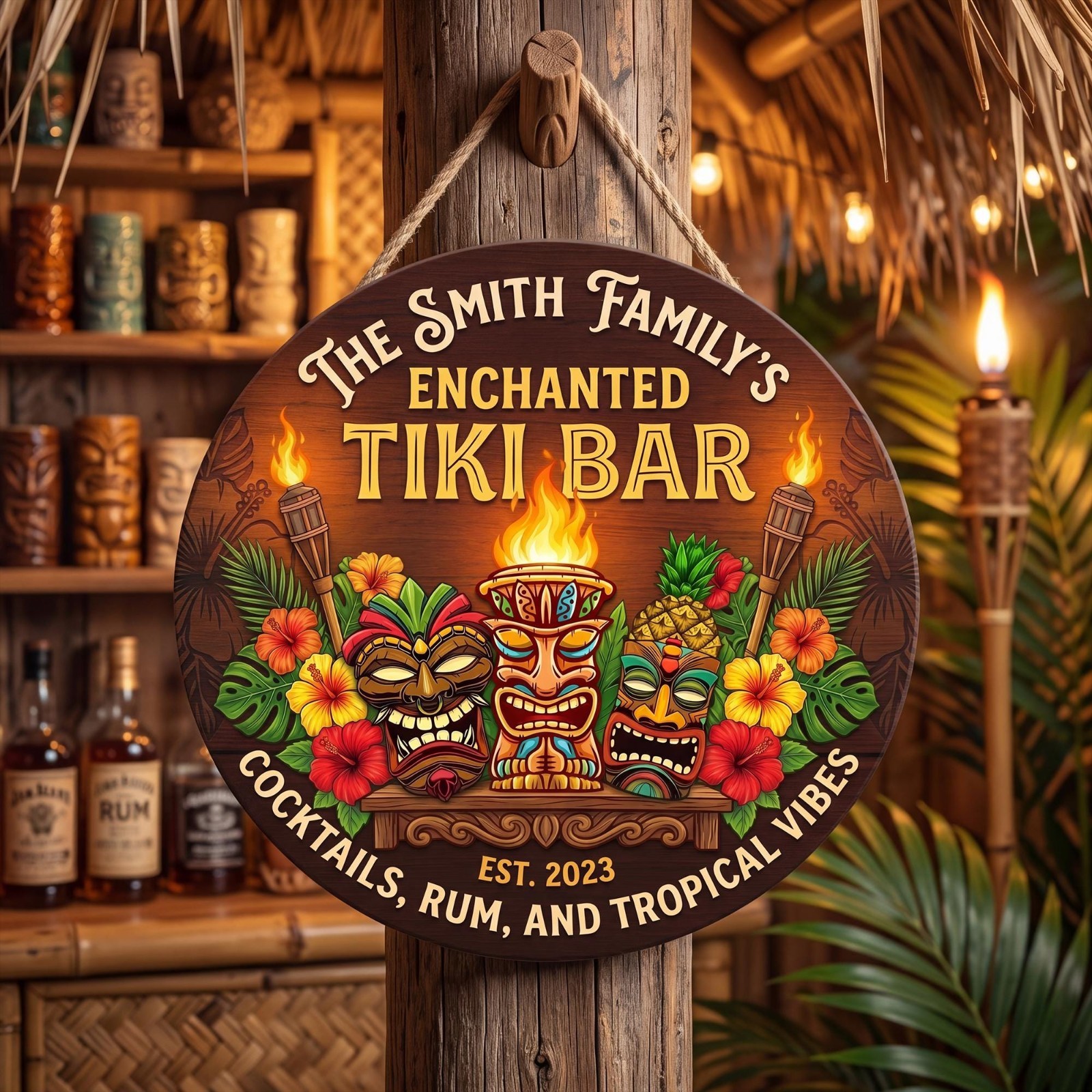 Custom Personalized Tiki Bar Wooden Sign Pool Bar Beach House Decor Gift