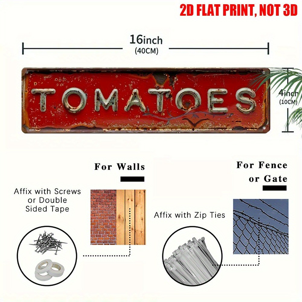 Vintage Tomatoes Wall Decor Metal Tin Sign for Home Bar Garage Yard Outdoor 16×4