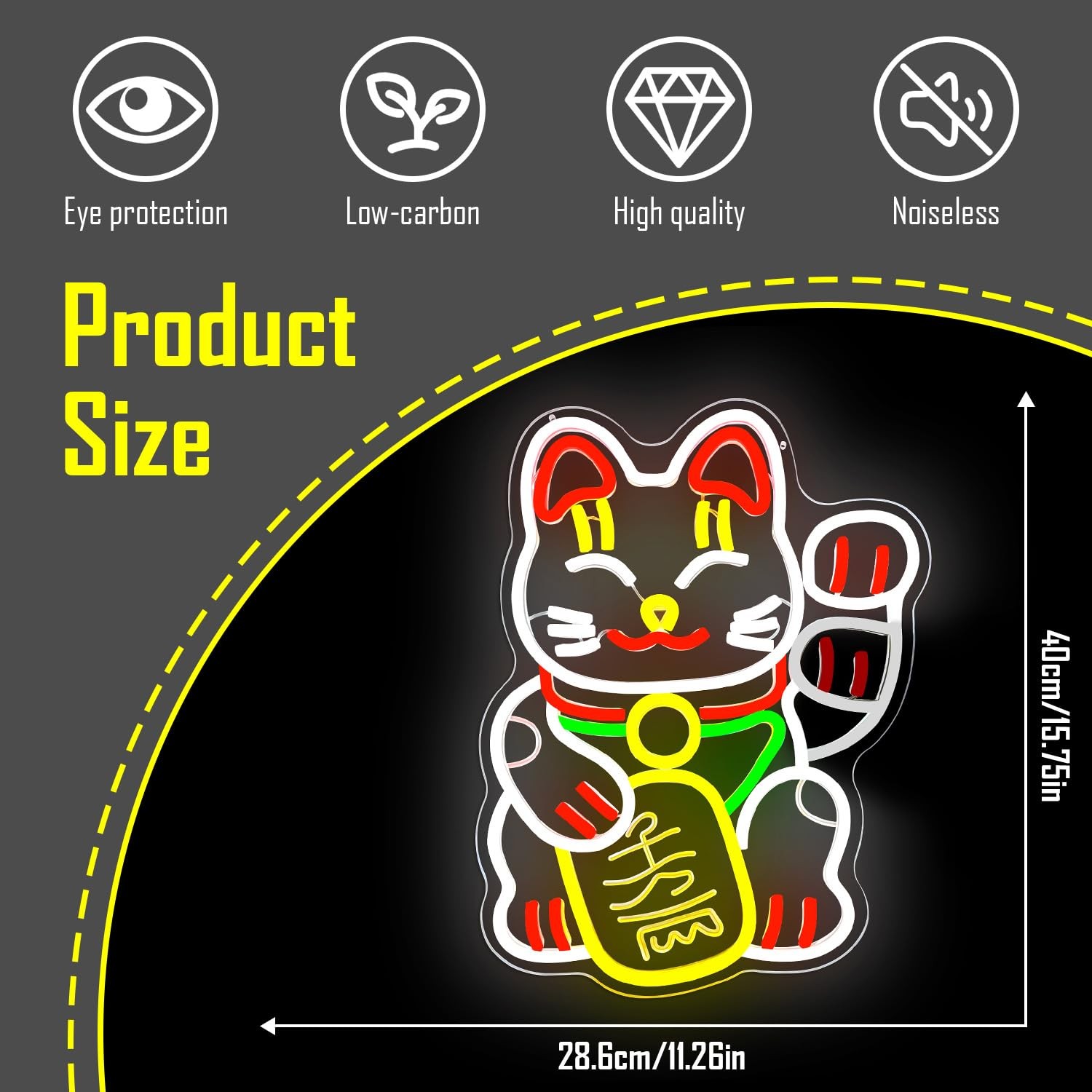 Waving Lucky Cat Neon Sign for Wall Decor Fortune Cat Led Sign Animated Maneki