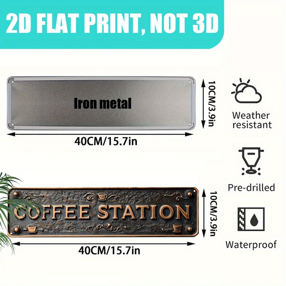 Vintage Coffee Station Metal Sign Retro Coffee Bar Home Cafe Decor Kitchen Gift
