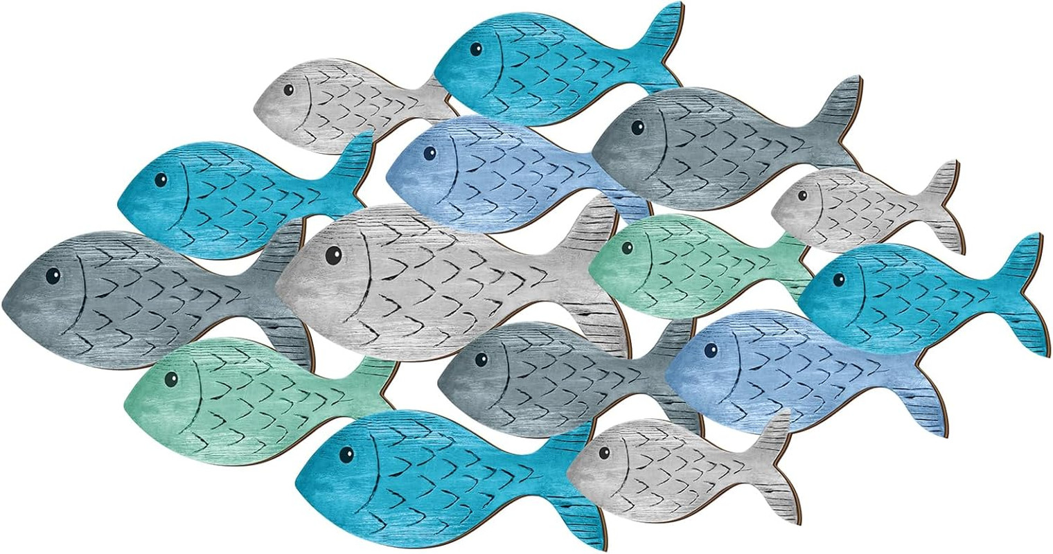 Qunclay Summer Coastal Wall Decor Farmhouse Ocean Fish Wall Art Beach Theme Vint