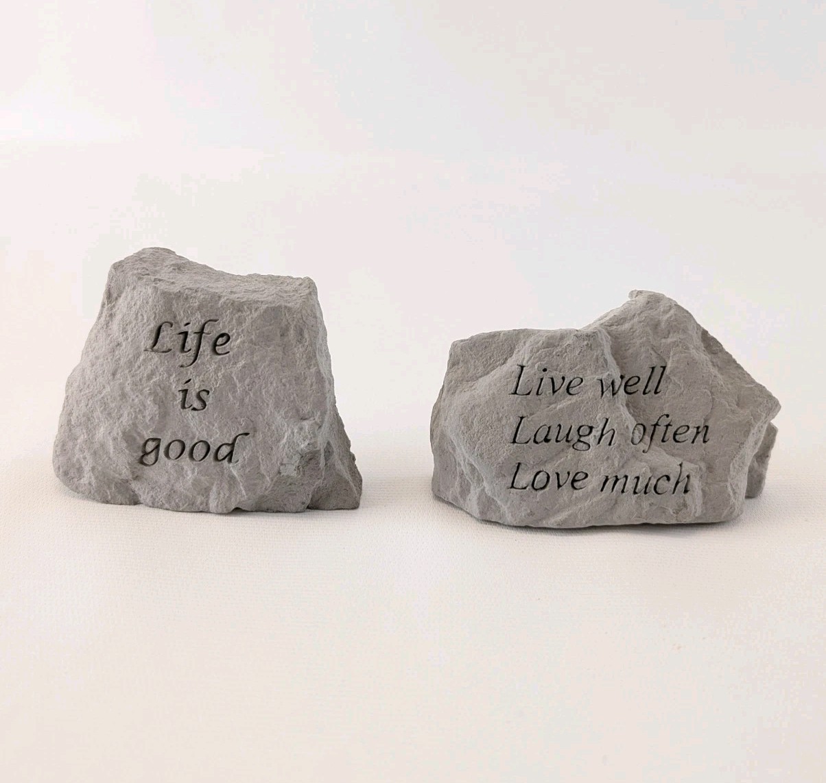 Set of 2 Inspirational Faux Stone Decor “Life is Good” & “Live Well 4×3”
